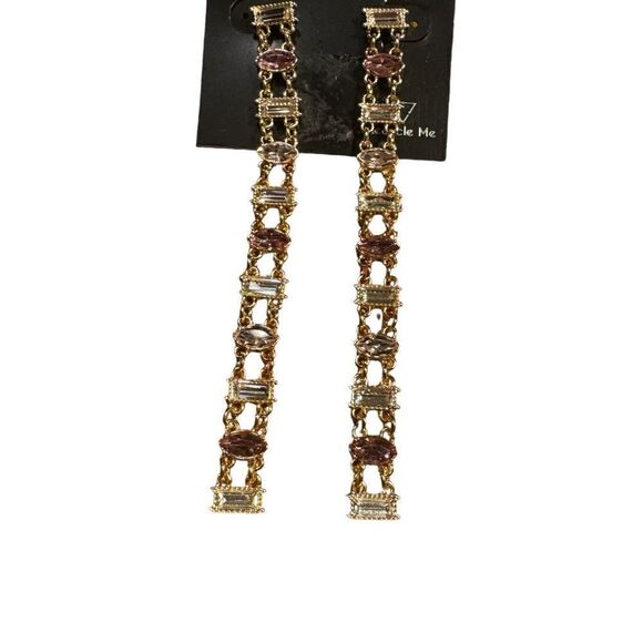 NWT Guess Gold-Tone Crystal Drop 4” Earrings - Picture 3 of 3
